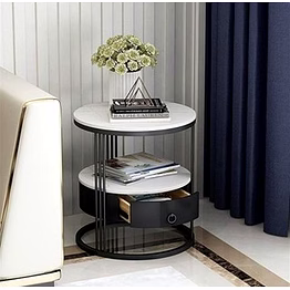 elegant white & black iron side table