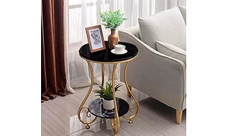 Premium Iron Side Table with Wooden Top – Compact & Elegant