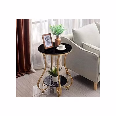 Premium Iron Side Table with Wooden Top – Compact &amp; Elegant-12718985