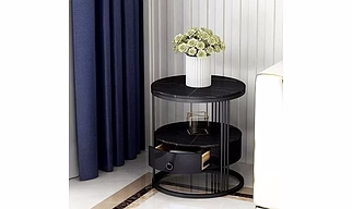 Elegant Matte Black Iron Side Table