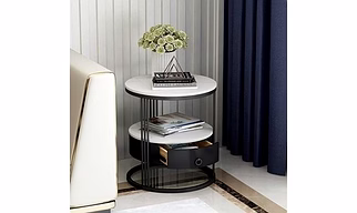 Elegant White & Black Iron Side Table