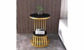Modern Iron Accent Table with Golden Finish