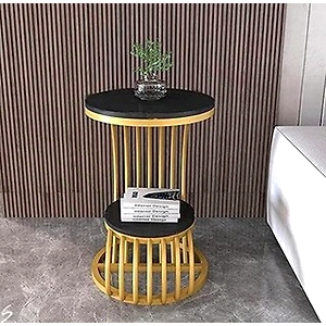 Modern Iron Accent Table with Golden Finish