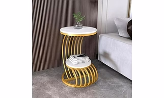 Elegant Iron Side Table with Storage Shelves