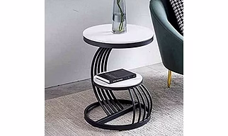 Handcrafted Dual-Shelf Iron Table for Interiors