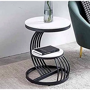 Handcrafted Dual-Shelf Iron Table for Interiors