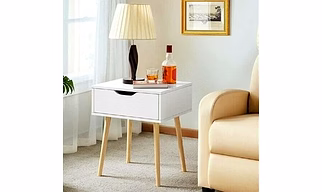 Elegant White Wooden Table with Single Drawer