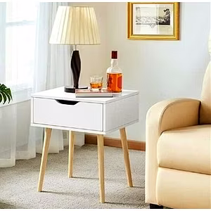 Elegant White Wooden Table with Single Drawer