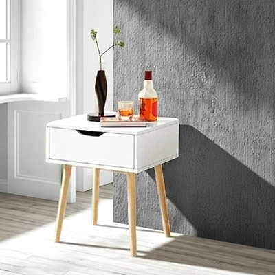 Elegant White Wooden Table with Single Drawer-2