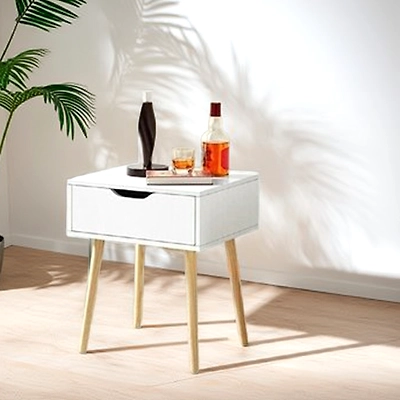 Elegant White Wooden Table with Single Drawer-3