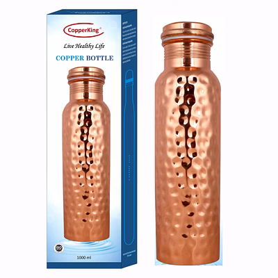 copperking pure copper water bottle hammer design - 1000ml