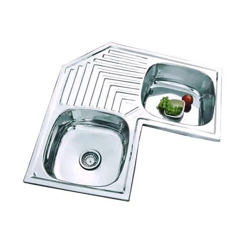 30&quot;L x 30&quot;W Double Bowl Stainless Steel Corner Sink-KHUCR3030