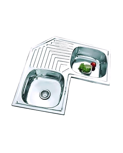 36&quot;L x 36&quot;W Double Bowl Stainless Steel Corner Sink-NANOCR3636