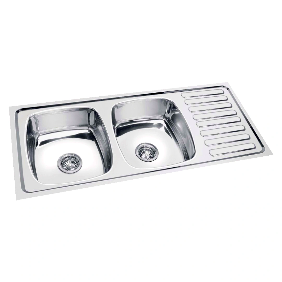 45&quot;L x 20&quot;W Double Bowl Single Drainboard Sink in-KHUDBSD4520