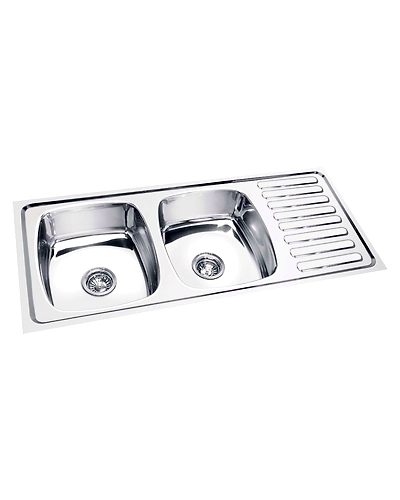 45&quot;L x 20&quot;W Double Bowl Single Drainboard Sink in-KHUDBSD4520