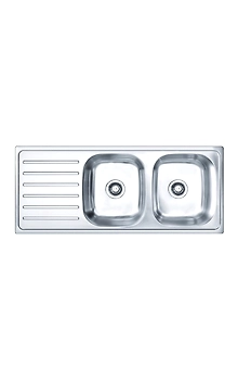 45"L x 20"W Double Bowl Single Drainboard Sink in