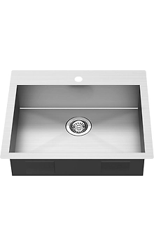 KHUSHI® 25 x 22-Inch Stainless Steel 1-Hole Dual Mount Single-Bowl Kitchen Sink.
