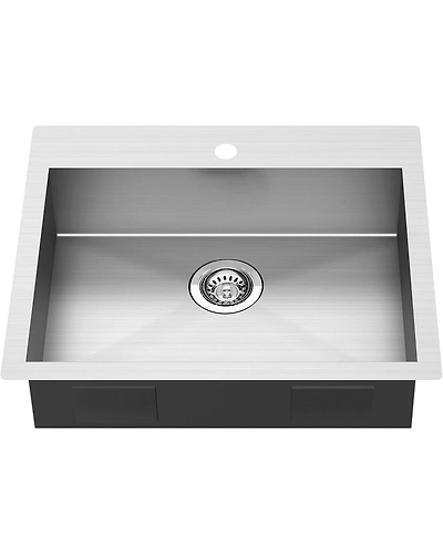 KHUSHI® 25 x 22-Inch Stainless Steel 1-Hole Dual Mount Single-Bowl Kitchen Sink.-KHU25226