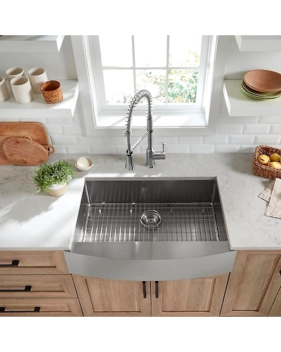 KHUSHI® 25 x 18-Inch Stainless Steel Single-Bowl Farmhouse Kitchen Sink-1