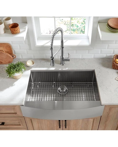 KHUSHI® 25 x 18-Inch Stainless Steel Single-Bowl Farmhouse Kitchen Sink-3