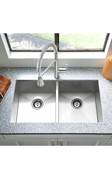 KHUSHI® 33 x 22-Inch Dual Mount Stainless Steel  Double Bowl Kitchen Sink