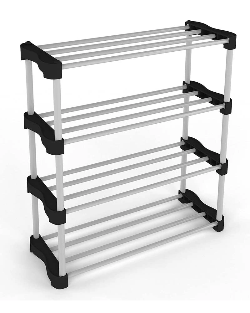 Dymon 4 Shelves Cady Premium Metal Stackable and Durable, Easy to Assemble, Space Saving Rack (Black)-11503476