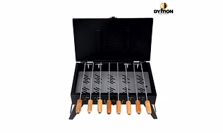 Dymon Briefcase and Picnic Metal Barbeque with 8 Skewers, 1 Iron Grill Black