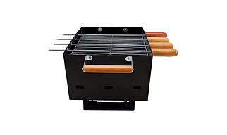 Dymon Tabletop Charcoal Grill Barbeque with 4 Skewers & Charcoal Tray (Stellar Black)