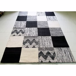 patch work kilim, black 1, 4 x 6 ft