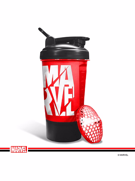 MSB-6S-M-RED (600ml) Marvel Protein Shaker Bottle with Single Storage-1