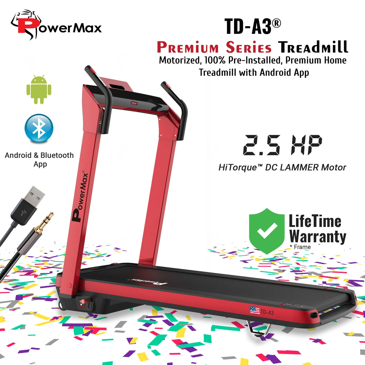 UrbanTrek® TD-A3 Premium Series Home Use Treadmill with Android &amp; iOS App-1