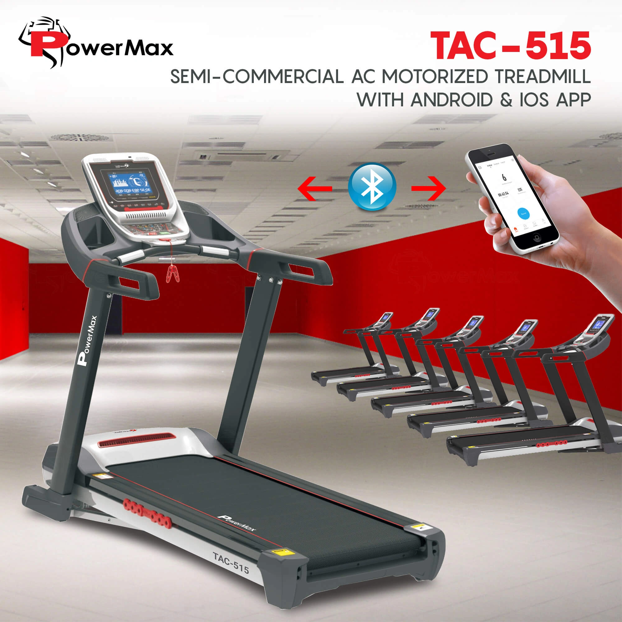 TAC-515® Semi-Commercial AC Motorized Treadmill with Android &amp; iOS App-1