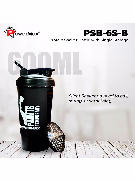 PSB-6S-B (600ml) Protein Shaker Bottle with Single Storage-1