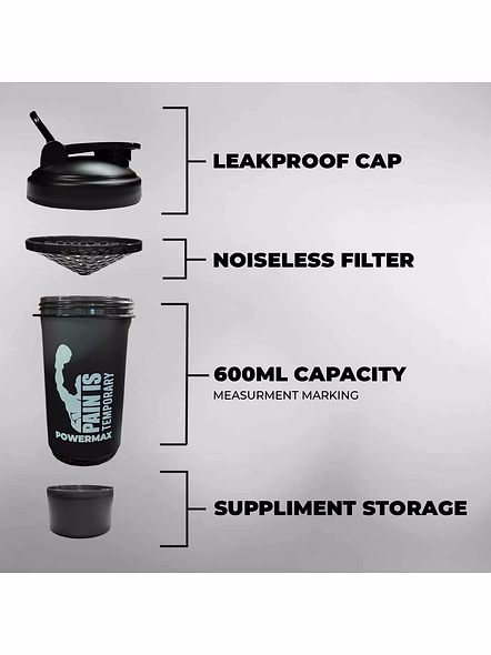 PSB-6S-B (600ml) Protein Shaker Bottle with Single Storage-2