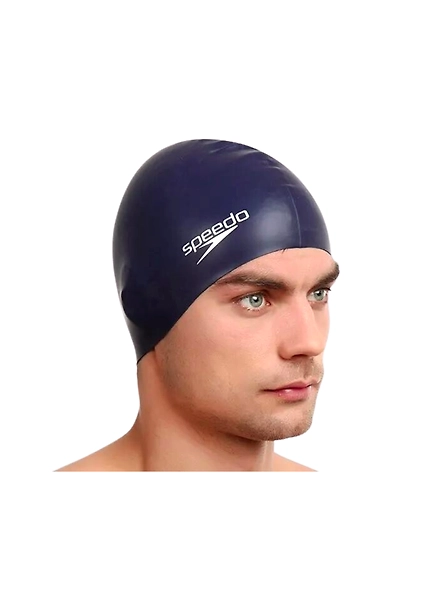 SPEEDO PLAIN FLAT SILICONE CAP- NAVY- AGES 9+-2