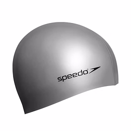 speedo plain flat silicone cap- grey- ages 9+