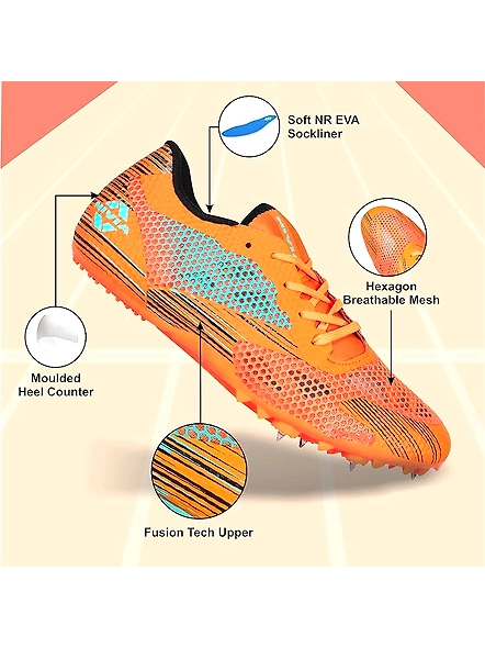 NIVIA TF 100 RUNNING SPIKES- SPRINTING SPIKES- ORANGE-10-2