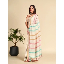 Shree Nakoda Mills Chinnon with Embroidery saree for girls and women
