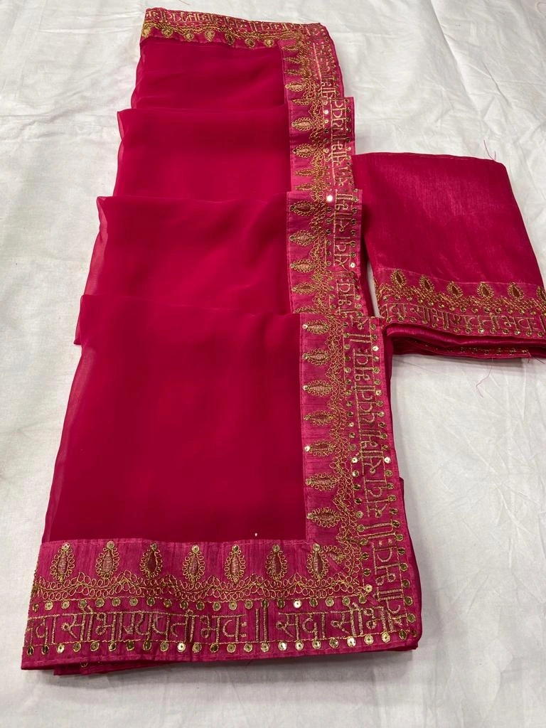 Soft Georgette, Heavy Multi-Sequence sobhagywati saree for women-SOBHAGYWATI-01_Pink