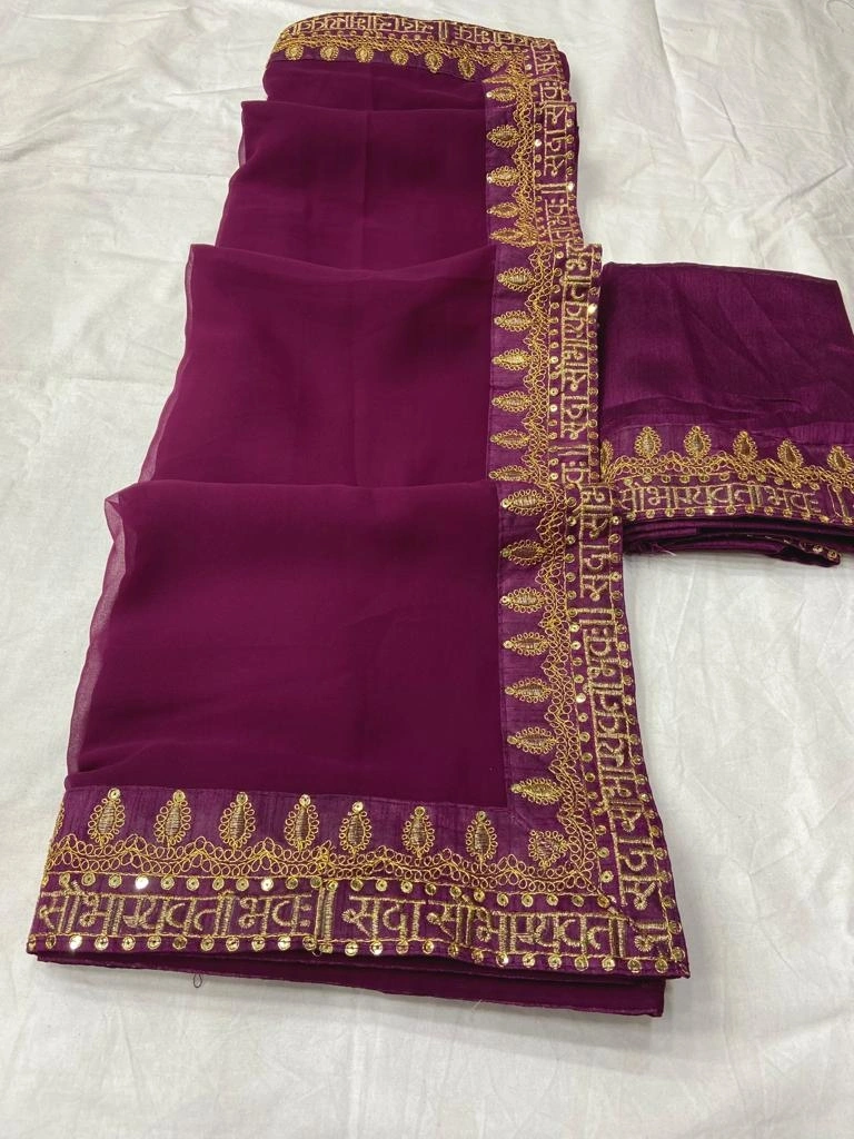 Soft Georgette, Heavy Multi-Sequence sobhagywati saree for women-SOBHAGYWATI-01_Purple