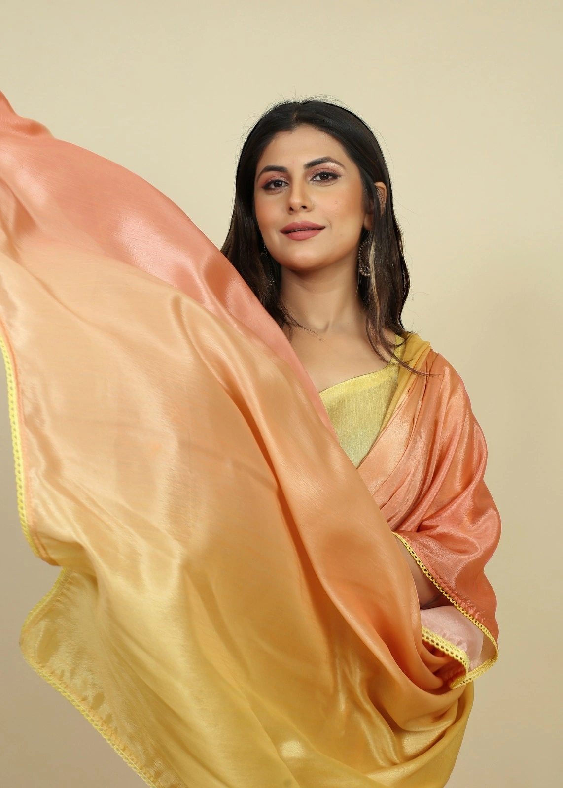 Sattin Chinon Sarees. Crafted from luxurious sattin chinon for women and girl-RANGKAAT-01_BluePeach