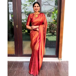 Shree Nakoda Mills Soft Lichi Silk with Beautiful Rich Pallu Jacquard Work on All Over the Saree for women perfect gift