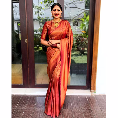 shree nakoda mills soft lichi silk with beautiful rich pallu jacquard work on all over the saree for women perfect gift