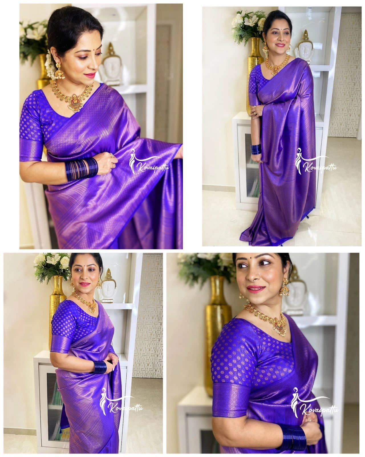 Soft Lichi Silk with Beautiful Rich Pallu  Jacquard Work on All Over the Saree for women perfect gift-Purple-5