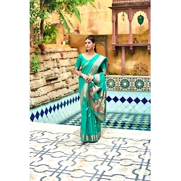 Shree Nakoda Mills Premium Silk Saree with Sequence and Colorful Zari Weaves, for women