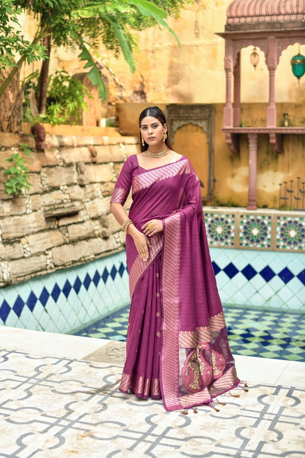 Premium  Silk Saree with Sequence and Colorful Zari Weaves, for women-MISRI-01_Rani