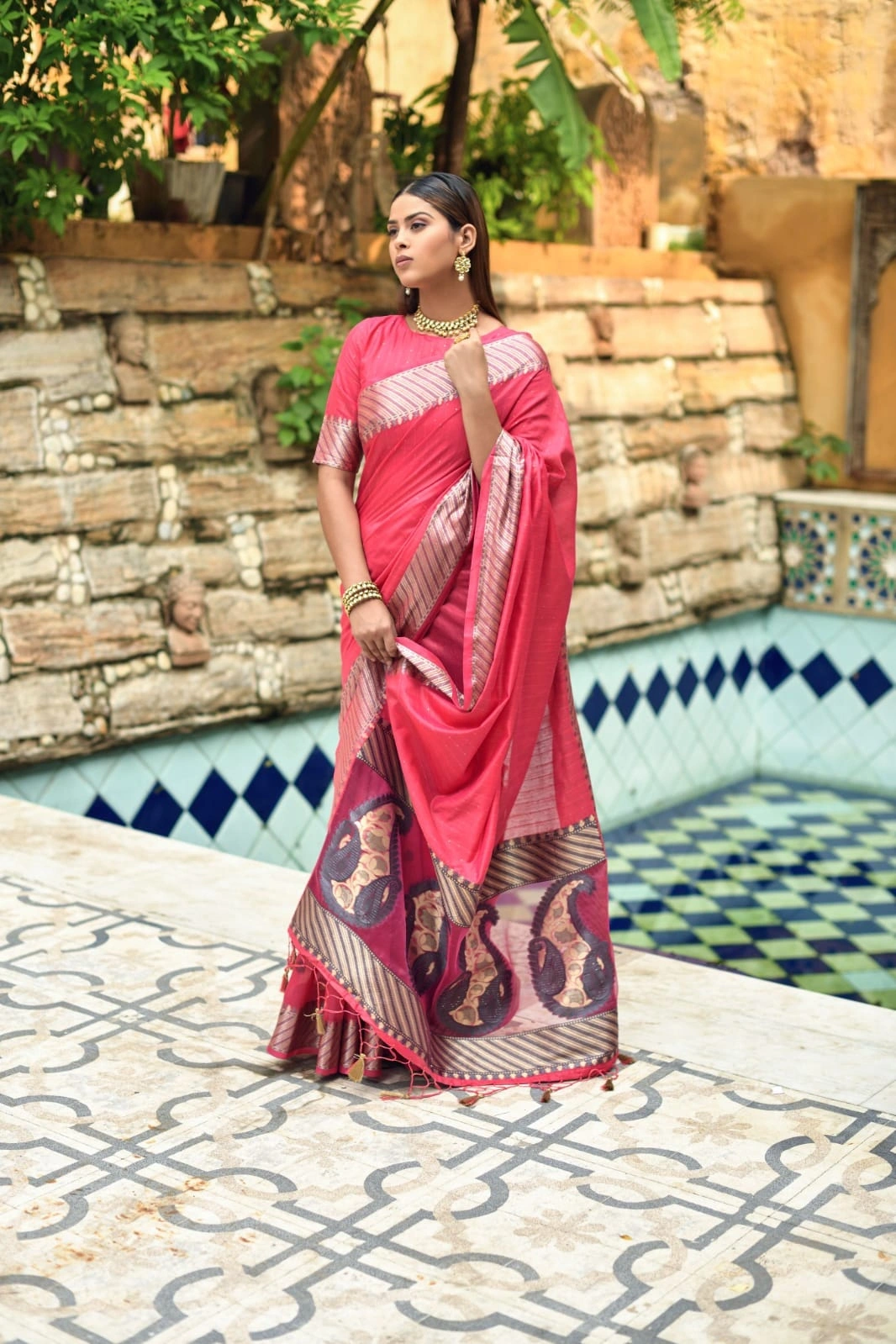 Premium  Silk Saree with Sequence and Colorful Zari Weaves, for women-MISRI-01_Pink