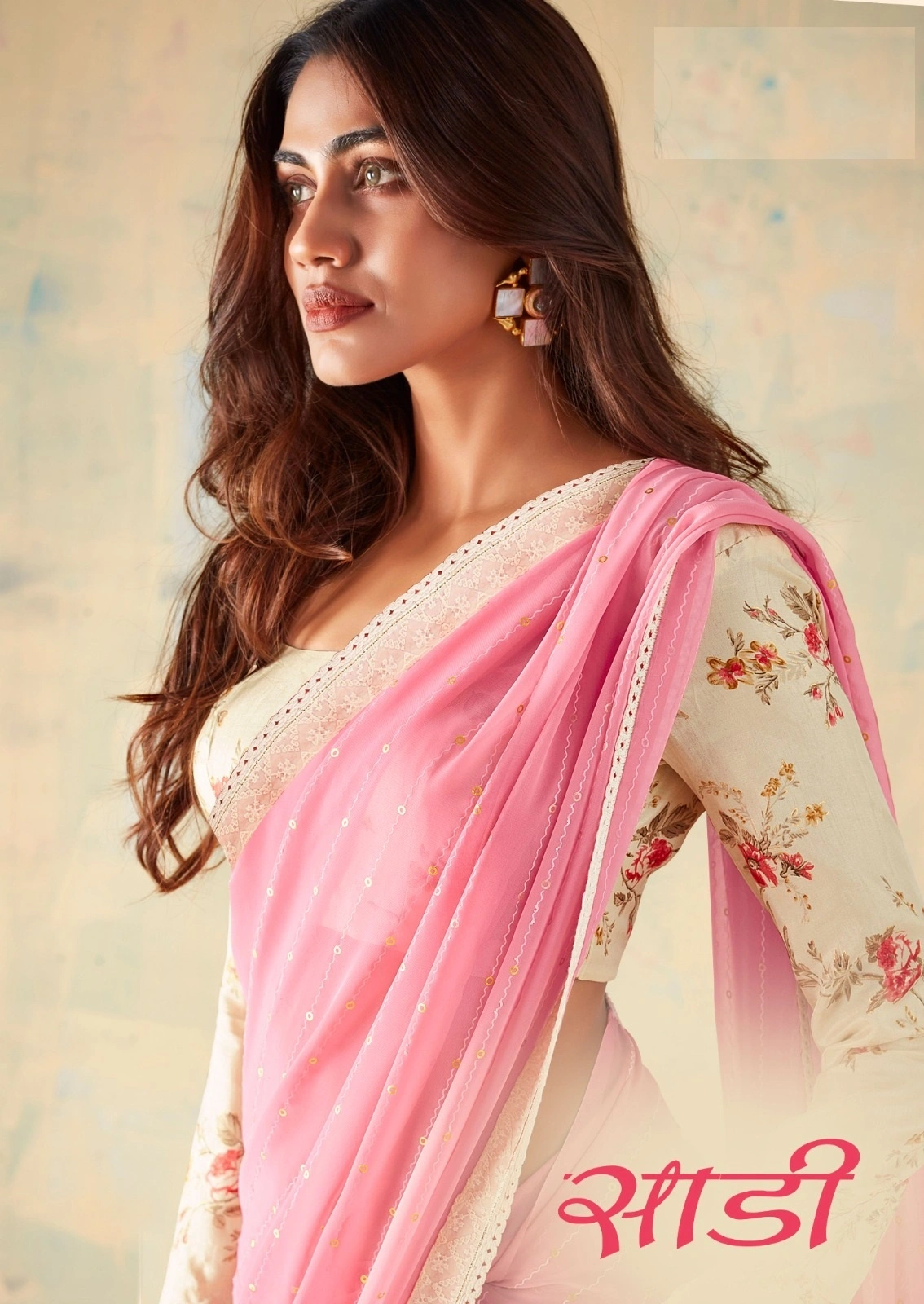 Georgette Fancy Weaving Pattern With Fancy Lace Border &amp; Latkan saree for women-SADI-01_Pink