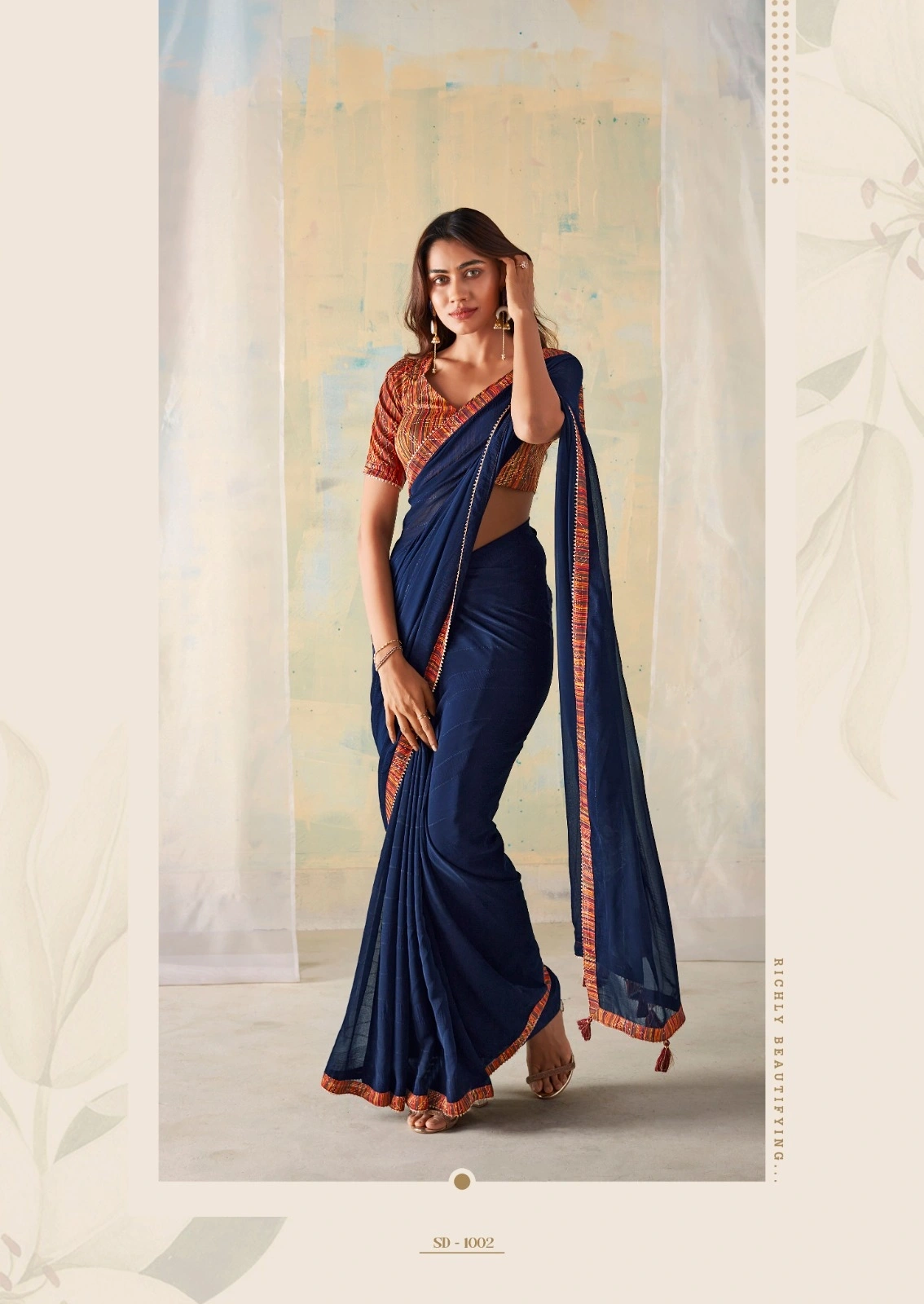 Georgette Fancy Weaving Pattern With Fancy Lace Border &amp; Latkan saree for women-SADI-01_Blue