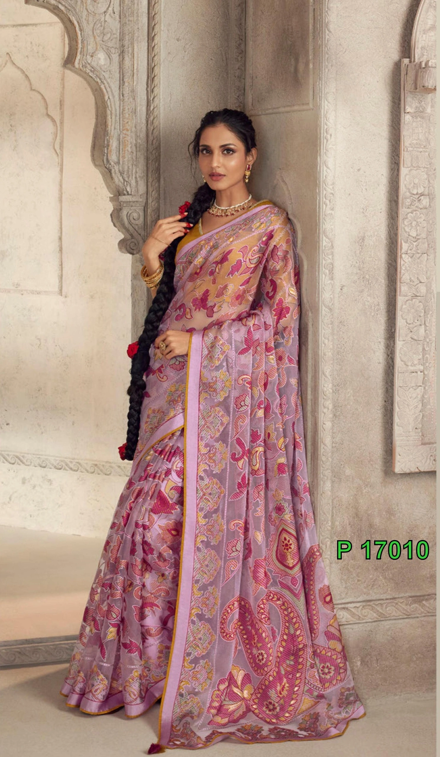 sky blue Pure Onyx Brasso Saree with Designer Silk Blouse  with primum quality for this festival season of latest collection of women fasion-MEERA13_01_Pink